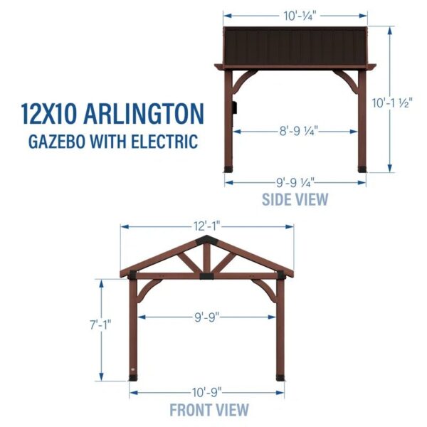Arlington 12 Ft. W X 10 Ft. D Solid Wood Patio Gazebo - Image 12