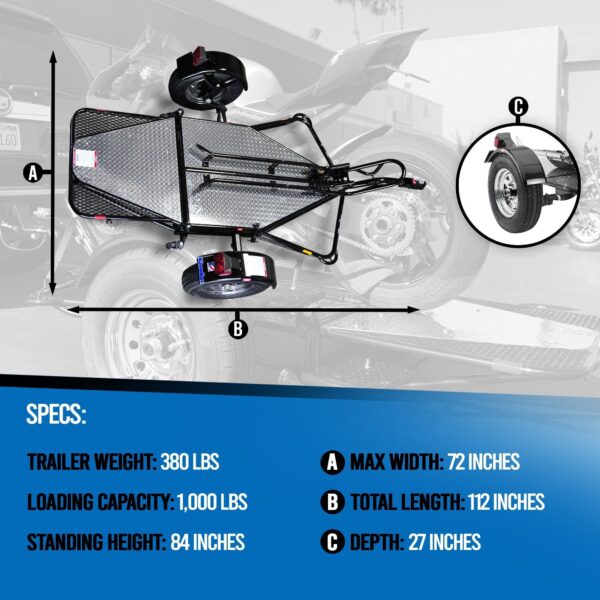 Go Series Single Rail Ride-Up Folding Motorcycle Trailer - Image 6