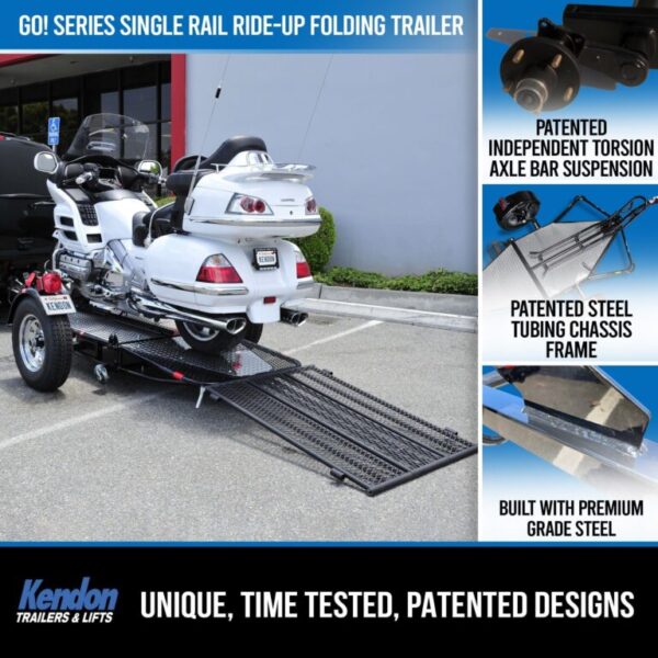 Go Series Single Rail Ride-Up Folding Motorcycle Trailer - Image 7