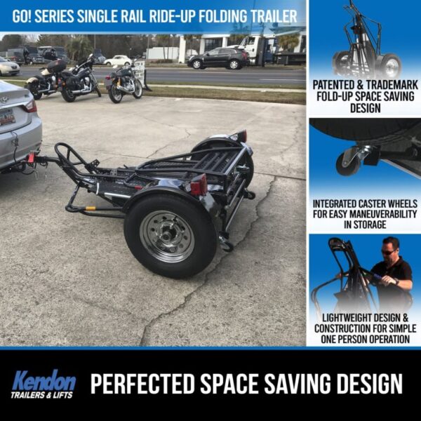 Go Series Single Rail Ride-Up Folding Motorcycle Trailer - Image 5