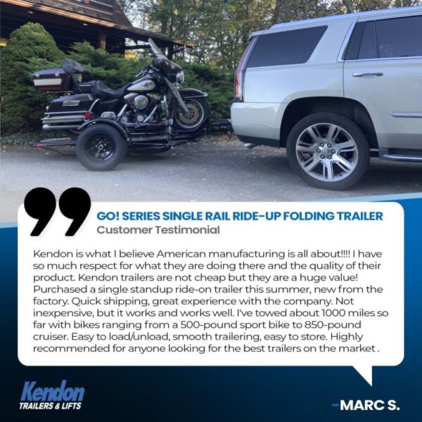 Go Series Single Rail Ride-Up Folding Motorcycle Trailer - Image 3