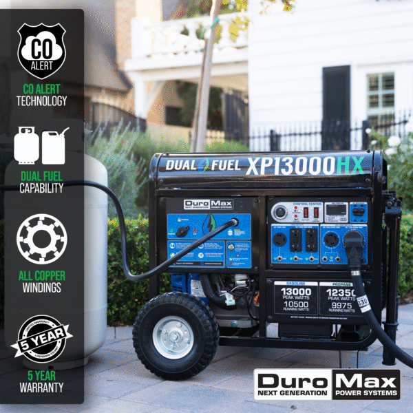 13,000 Watt Dual Fuel Portable HX Generator w/ CO Alert - Image 11