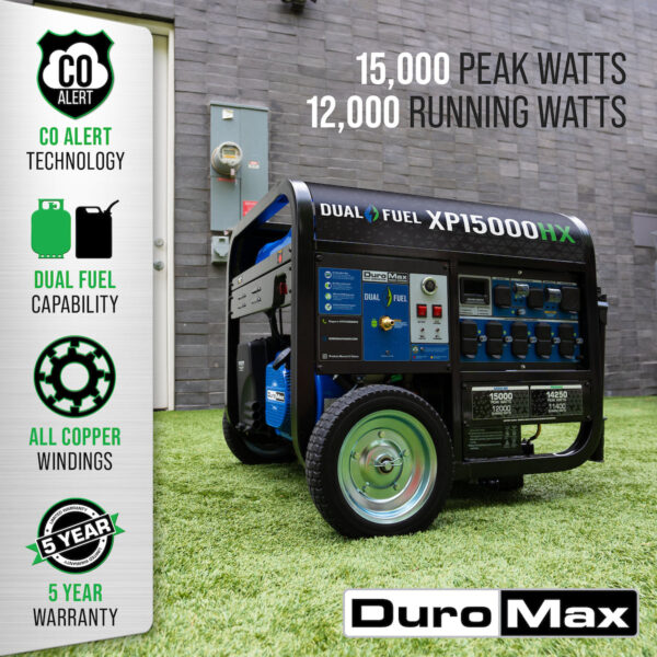 15,000 Watt Electric Start Dual Fuel Portable Generator - Image 8