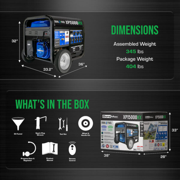 15,000 Watt Electric Start Dual Fuel Portable Generator - Image 2