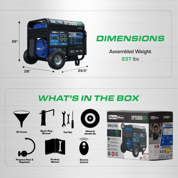 15,000 Watt Electric Start Dual Fuel EFI Portable Generator - Image 2