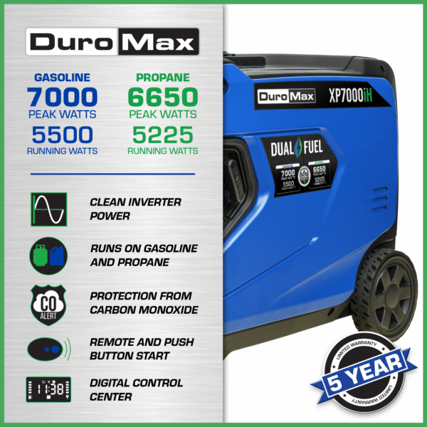 7,000 Watt Portable Dual Fuel Inverter Generator - Quiet, Low THD - Image 9