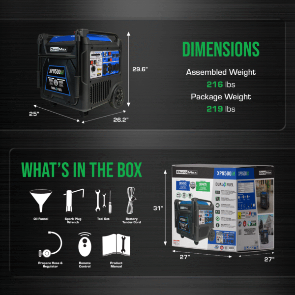 9,500 Watt Portable Dual Fuel Inverter Generator - Quiet, Low THD - Image 15