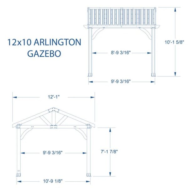 Arlington 12 Ft. W X 10 Ft. D Solid Wood Patio Gazebo - Image 10