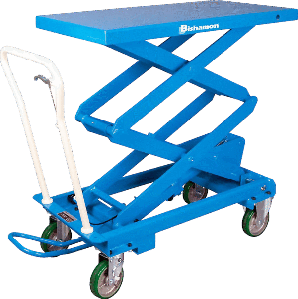 Bishamon BX-50W MobiLift Industrial Mobile Lift Table Double Scissor Manual 1,100 Lbs Load New