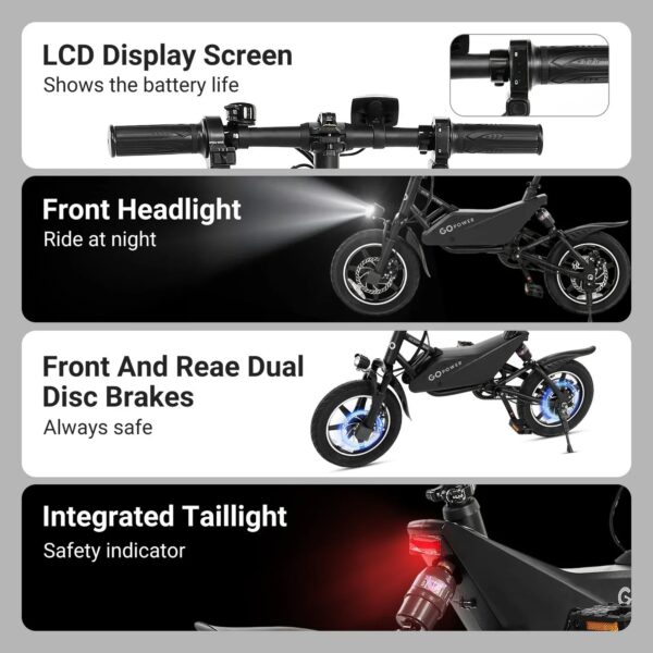 GoPowerBike GoSpyder Mini Electric Bike 350W 30 Mile Range 16 MPH RFB - Image 6