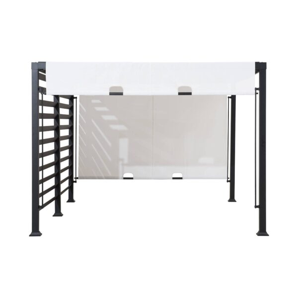 Sunjoy Outdoor Patio 10x12 Modern Metal Privacy Screen Pergola Kit with White Adjustable Canopy - Image 2