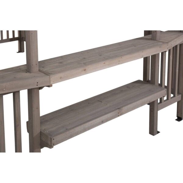 SummerCove Outdoor Patio 10x14 Modern Light Gray Wooden Frame Arched Pergola Kit with Shelves - Image 4