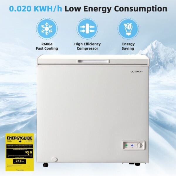 Costway Compact Chest Freezer 5 Cu.ft with Removable Storage Basket New - Image 5
