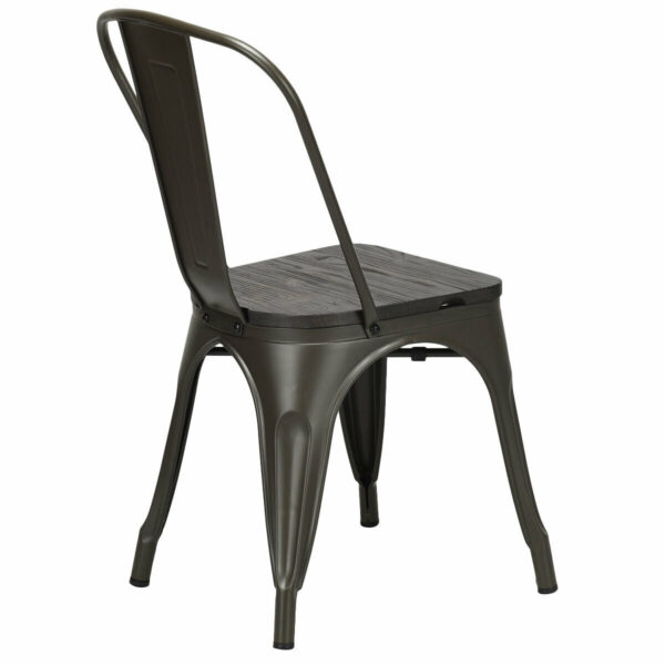 Costway Metal Dining Chairs Tolix Style with Stackable Wood Seat 4 Pieces New - Image 7