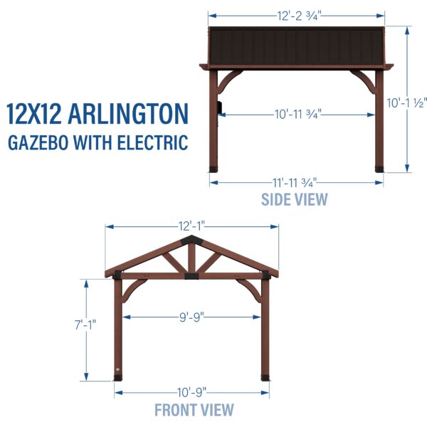 Backyard Discovery 12×12 Arlington Gazebo with Electric - Image 3
