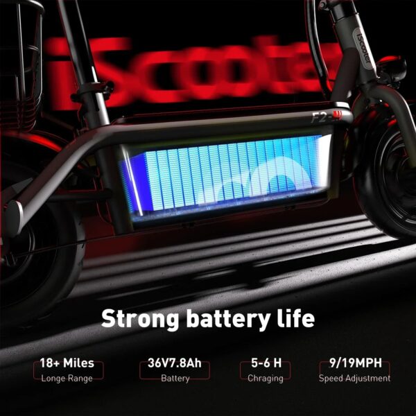 iScooter F2 Electric Scooter with Seat 500W 36V 19 MPH 18 Mile Range New - Image 4