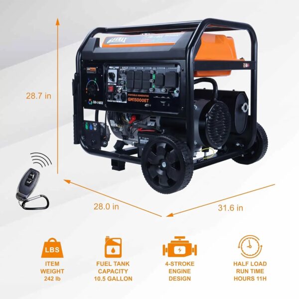GENMAX GM15000ET 11000W/15000W Generator Tri-Fuel 50A Remote Start Gas Propane Natural Gas with CO Detect New - Image 2