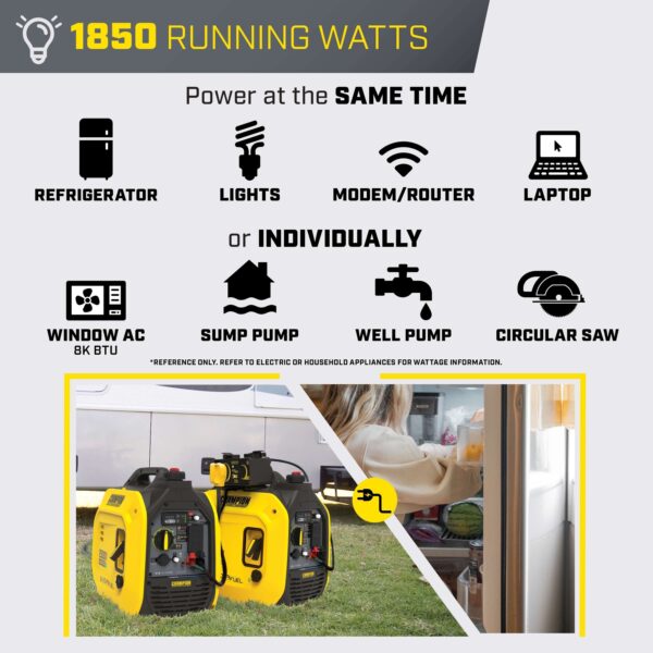 Champion 201323 1850W/2500W Generator Inverter Dual Fuel Gas Propane with CO Shield New - Image 9