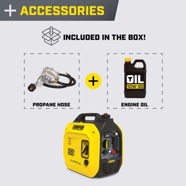 Champion 201323 1850W/2500W Generator Inverter Dual Fuel Gas Propane with CO Shield New - Image 2