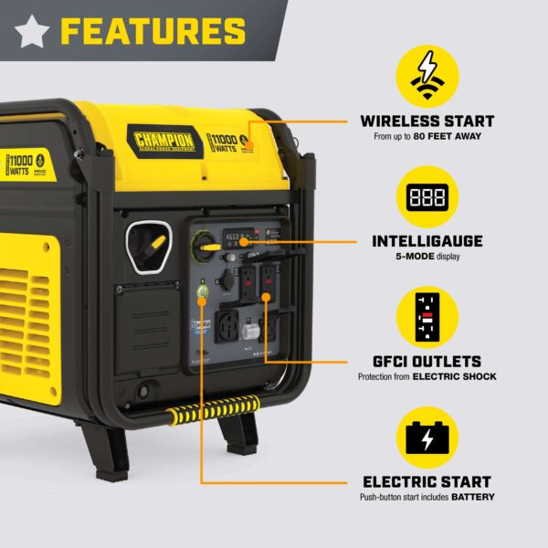 Champion 201407 9000W/11000W Generator Gas Inverter 50 Amp Low THD CO Shield Remote Start New - Image 5