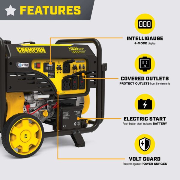 Champion 201494 9200W/11500W Generator 50 Amp Gas Electric Start CO Shield New - Image 5