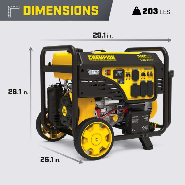 Champion 201494 9200W/11500W Generator 50 Amp Gas Electric Start CO Shield New - Image 8