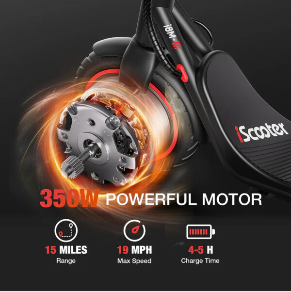 iScooter i8M Electric Scooter Foldable 350W 36V 19 MPH 15 Mile Range with Bluetooth App New - Image 3