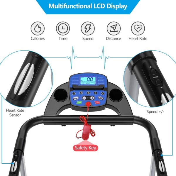 Costway Folding Treadmill with LCD Display and Heart Rate Sensor New - Image 2