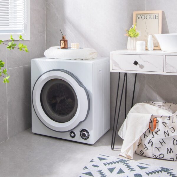Costway Compact Laundry Dryer 2.5 Cu. Ft with Stainless Steel Drum 1350W New - Image 2