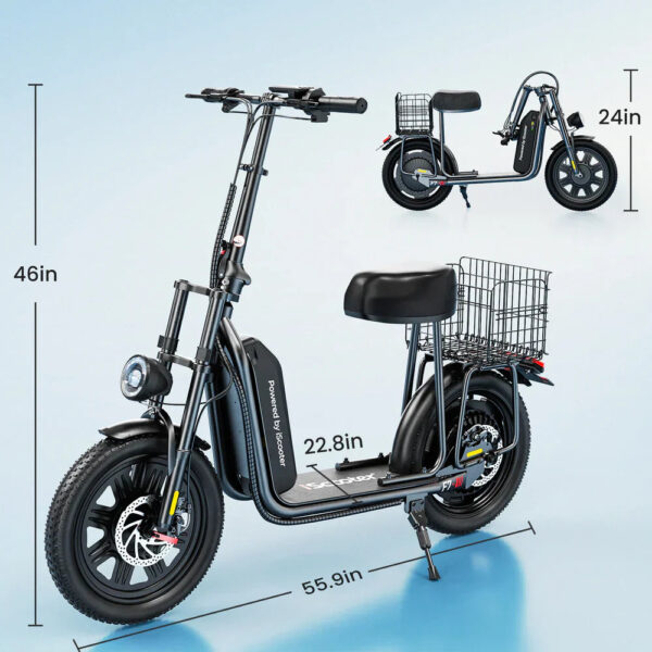 iScooter F7 Electric Scooter with Seat 1000W 48V 28 MPH 45 Mile Range New - Image 8