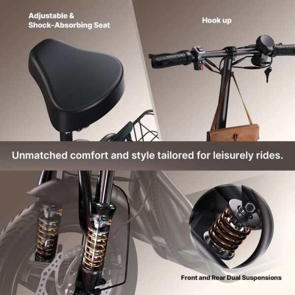 isinwheel Hyper X Electric Scooter with Seat and Basket 700W 21 MPH 28 Mile Range New - Image 6