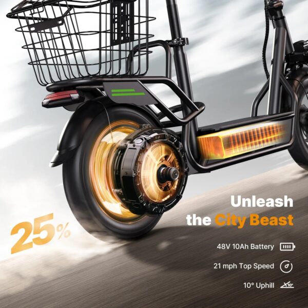 isinwheel Hyper X Electric Scooter with Seat and Basket 700W 21 MPH 28 Mile Range New - Image 4