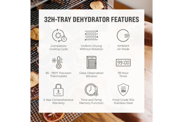 BenchFoods Horizontal Dehydrator Dual Zone 32 Tray Digital Stainless Steel 3750W New - Image 5