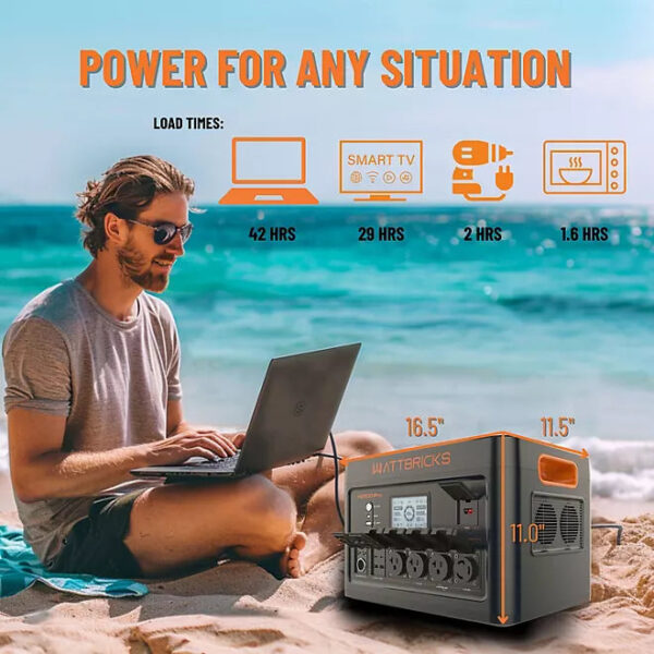 WattBricks H2500Pro Portable Power Station Solar Generator 2500W 2048Wh New - Image 3