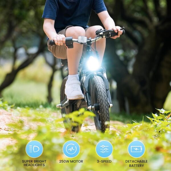 isinwheel SK14 2-in-1 Electric Bike for Kids 14" Wheels 250W 18V 3/6/10 MPH New - Image 3