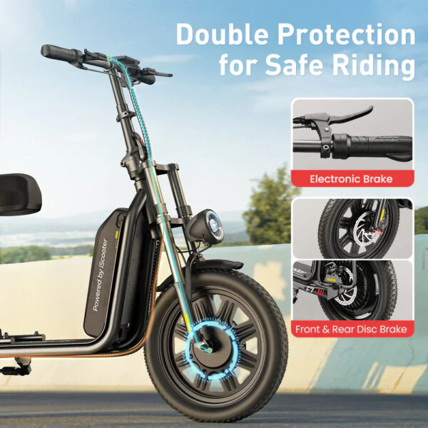 iScooter F7 Electric Scooter with Seat 1000W 48V 28 MPH 45 Mile Range New - Image 6
