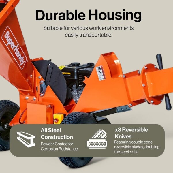 Super Handy GUO141 Towable Wood Chipper 4" Chipping Capacity 15 HP Gas Electric Start New - Image 7