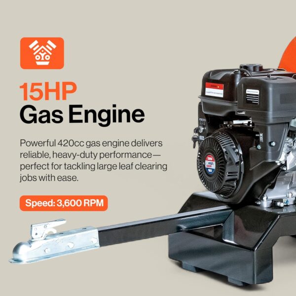 Super Handy GUO141 Towable Wood Chipper 4" Chipping Capacity 15 HP Gas Electric Start New - Image 5