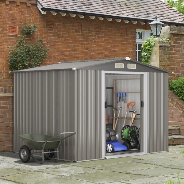 Costway Metal Storage Shed 8' x 6' with Sliding Double Lockable Doors New - Image 2