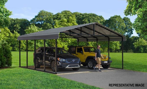 Arrow Carport, 12 ft. x 24ft. x 9ft. Charcoal 12′ x 24′ x 9′ - Image 3