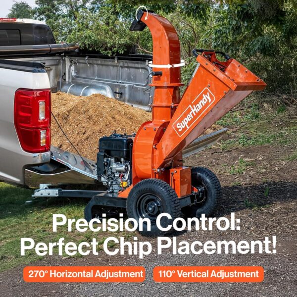 Super Handy GUO141 Towable Wood Chipper 4" Chipping Capacity 15 HP Gas Electric Start New - Image 3