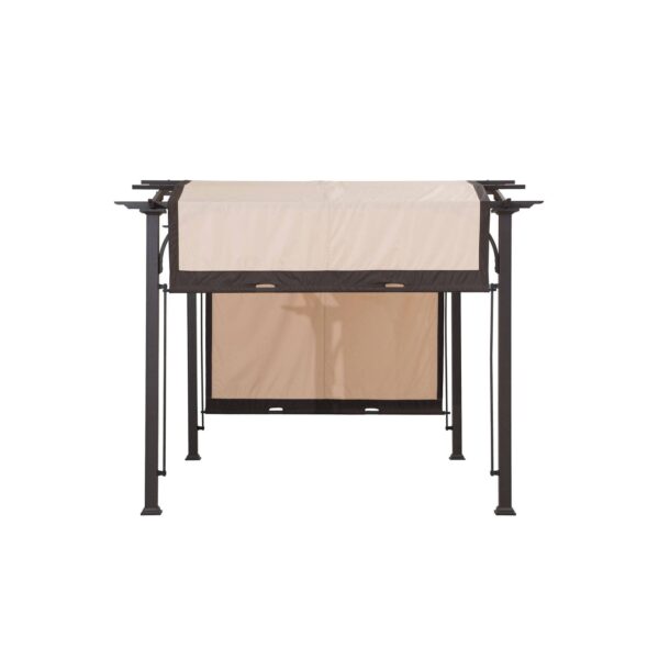 Sunjoy Outdoor Patio 9.5x11 Modern Tan Metal Arched Pergola Kit with Adjustable Canopy - Image 9