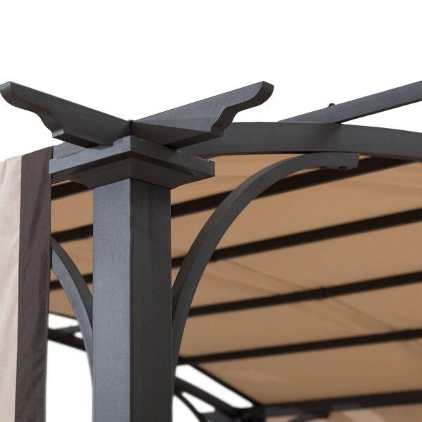 Sunjoy Outdoor Patio 9.5x11 Modern Tan Metal Arched Pergola Kit with Adjustable Canopy - Image 10