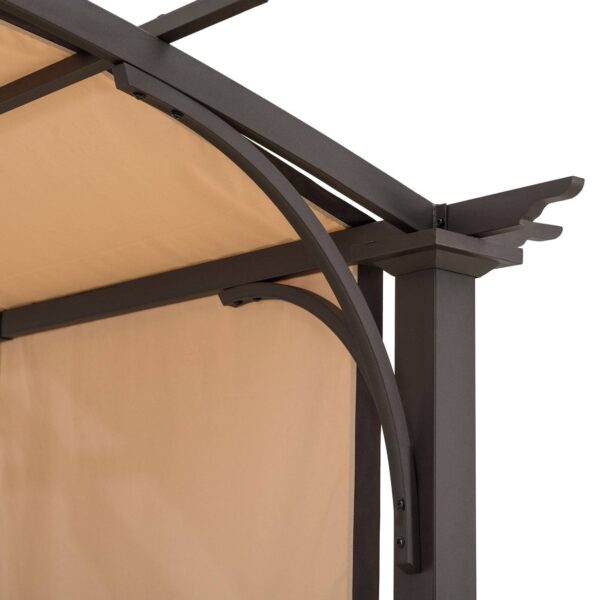 Sunjoy Outdoor Patio 9.5x11 Modern Tan Metal Arched Pergola Kit with Adjustable Canopy - Image 11