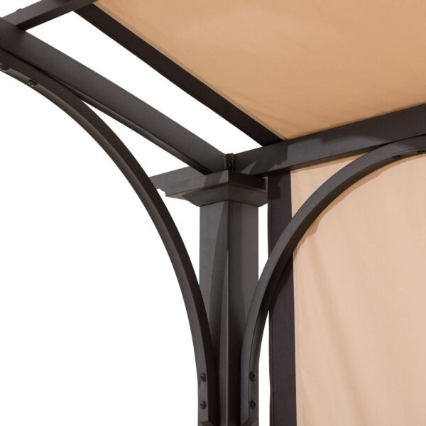 Sunjoy Outdoor Patio 9.5x11 Modern Tan Metal Arched Pergola Kit with Adjustable Canopy - Image 12