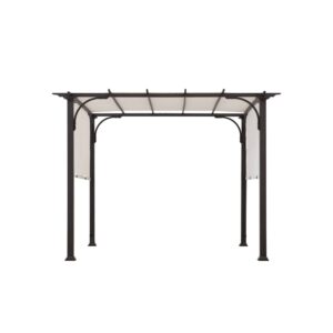 Sunjoy Outdoor Patio 10x10 Modern Metal Frame Pergola Kit with White Adjustable Canopy