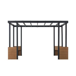 SummerCove Outdoor Patio Black 10x12 Modern Metal Pergola Kit with Planters