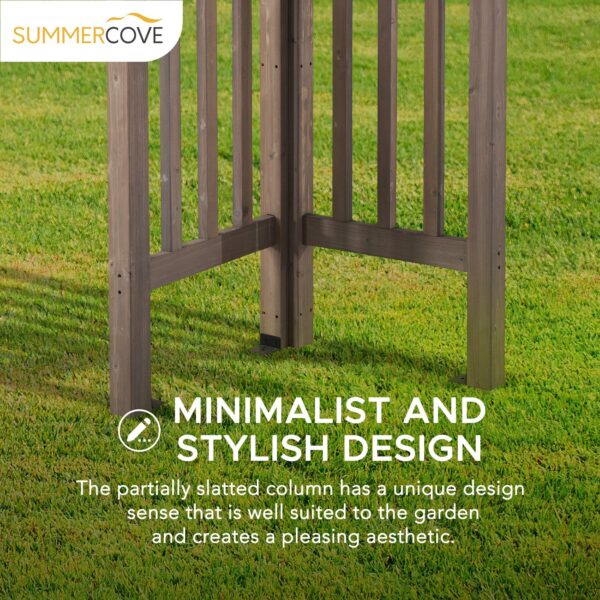 SummerCove Outdoor Patio 10x14 Modern Light Gray Wooden Frame Arched Pergola Kit with Shelves - Image 12