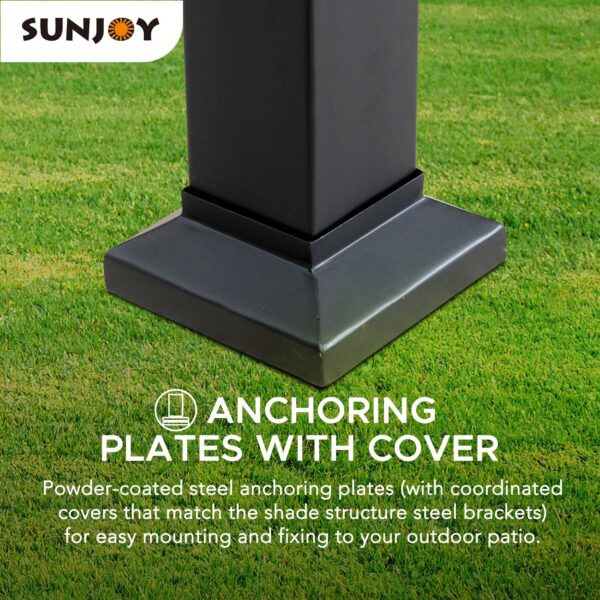 Sunjoy Outdoor Patio 10x12 Modern Metal Privacy Screen Pergola Kit with White Adjustable Canopy - Image 10