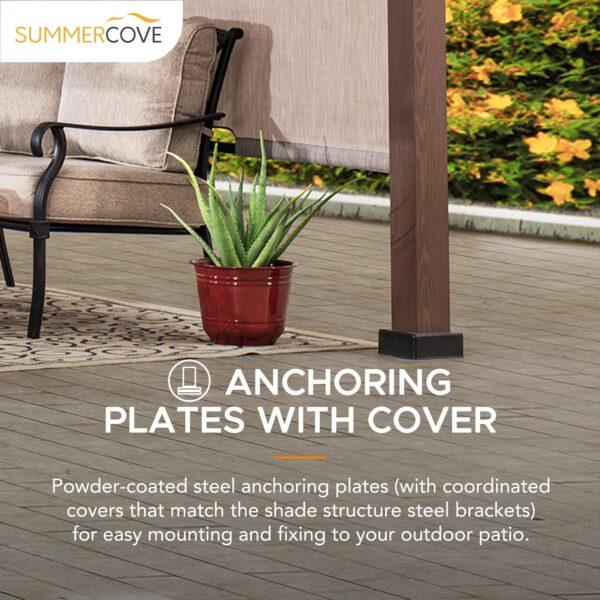 Sunjoy Outdoor Patio 11x11 Modern Metal Pergola Kit with Tan Adjustable Canopy - Image 12